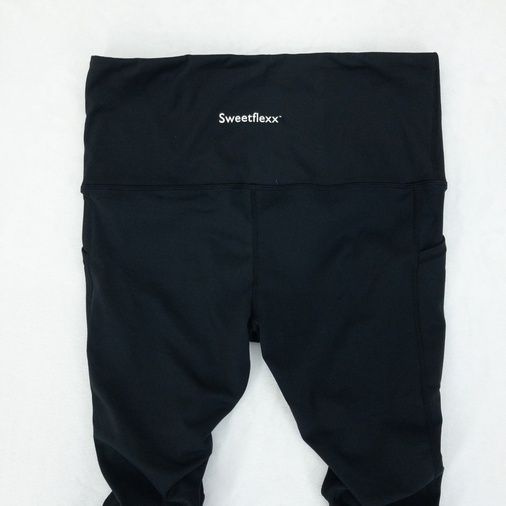 Sweetflexx‎ Resistance Leggings Womens Small Black High Waisted Pockets Ruched - Picture 8 of 13